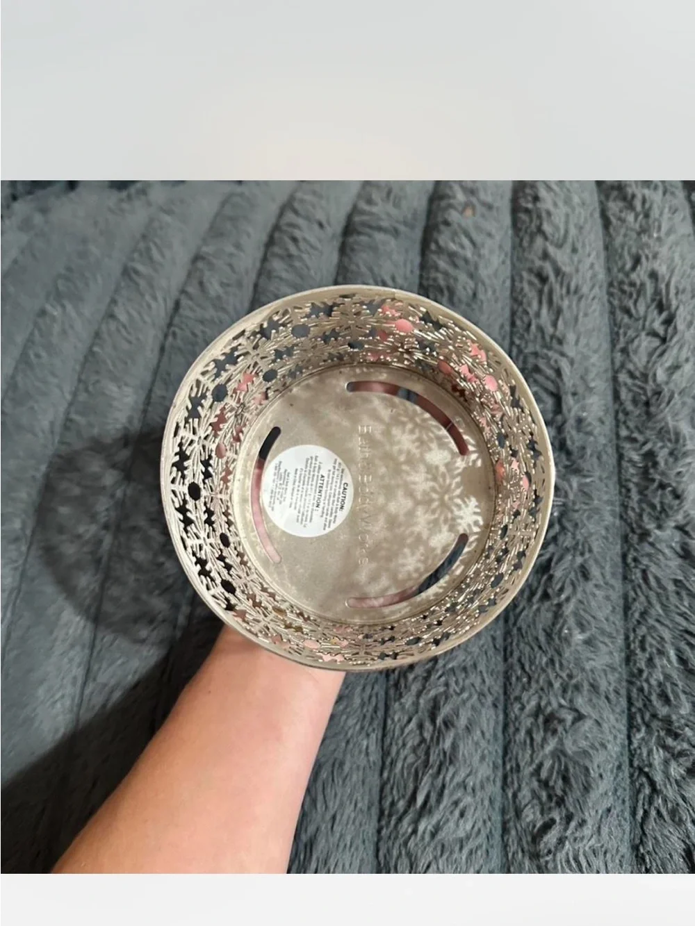 Bath and body works Gold Snowflake Metal Candle Holder - Home Accents